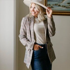 🍂 THE MAIN STREET EXCHANGE | ‘Radley’ Plaid Blazer in Ginger 🫚 Brown